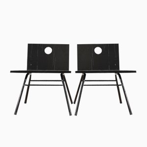 Set of Vintage Black Wooden Side Chairs, 1950s
