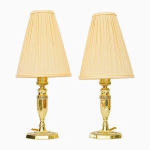 Art Deco Table Lamps with Fabric Shades, Vienna, Austria, 1920s, Set of 2