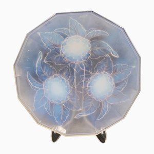 Art Deco French Opalescent Glass Bowl with Hydrangea Motif, 1920s