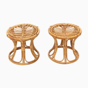 Tabourets Vintage en Rotin, 1960s, Set de 2