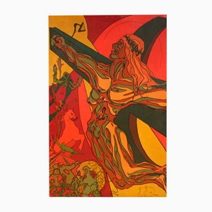 Artiste, Italie, Crucifixion Surréaliste, 1980, Technique Mixte