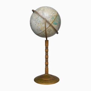 Lampadaire Modèle No 16. Crams Imperial World Globe sur un support en bois dur tourné et laiton