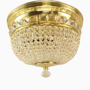 Lampada da soffitto in ottone con perle di vetro di Bakalowits & Söhne, anni '50