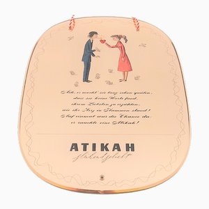 Roslame Advertising Mirror by Raymond Peynet for Atikah Cigaretten, 1950s