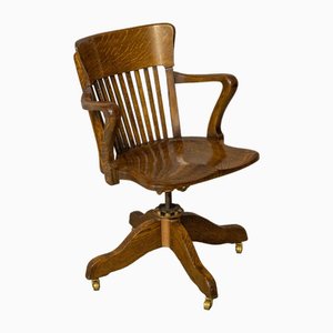 Edwardian Oak Swivel Chair, 1890s