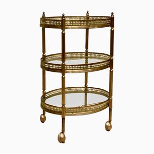 French Bar Cart in Brass and Glass from Maison Baguès, 1950s