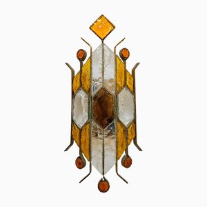 Iron and Glass Wall Light from Poliarte, 1970s