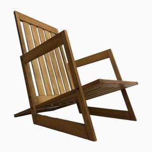 Wooden Armchair with Parallel Structure, 1980s