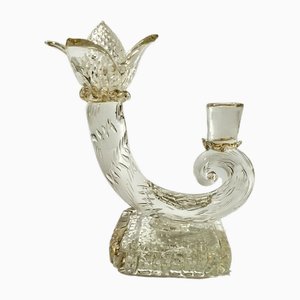 Transparent Glass and Gold Leaf Candleholder by Barovier & Toso, 1940s