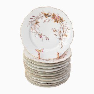 French Hand-Painted Dessert Plates, Set of 12