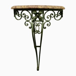 French Wrought Iron & Marble Console or Hall Table, 1890s