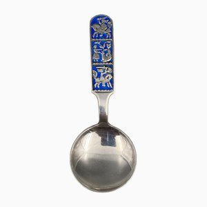 Mid-Century Collectors Spoon in Sterling Silver with Enamel Work by David Anderson, Norway