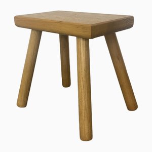 Rustic Wabi-Sabi Style Beech Side Table in the style of Pierre Chapo