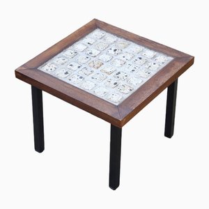 Modernist Side Table with Ceramic Tiles, France, 1950s