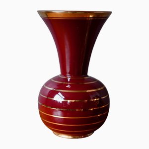 Vase Art Déco Rouge et Doré, 1940s