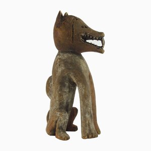 Escultura tribal de perro de madera, Congo, años 70