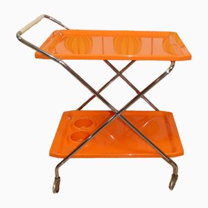 Foldable Bar Cart in Orange Plastic, 1970s