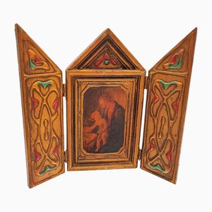 Vintage Wooden Triptych, 1950s-1970s