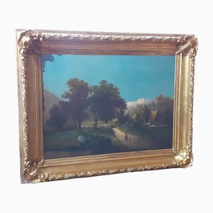 Artista de la era Louis Philippe, paisaje, década de 1800, óleo sobre lienzo, enmarcado
