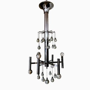 Space Age Style Chandelier in Chrome-Plated Brass, 1970
