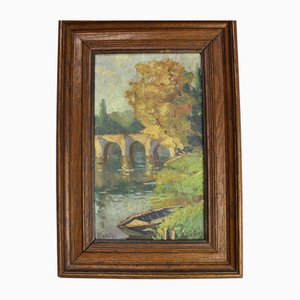 Paysage De Style Impressionniste, 20ème Siècle, Huile Sur Toile, Encadrée