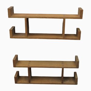 Modernist Dutch Oak Wall Shelves, 1960s, Set of 2