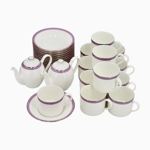 12 Coffee Cups and their Porcelain Saucers, 2 Teapots and 1 Milk Jar from the Cap Eden Roc Hotel, 1980s, Set of 15