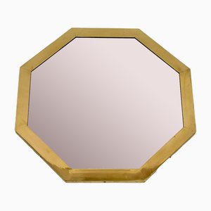 Mid-Century Modern Octagonal Brass Mirror, 1970s