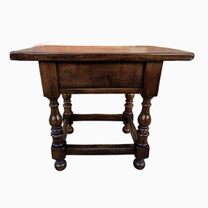 Victorian Oak Table with Drawer, Spain, 1800s