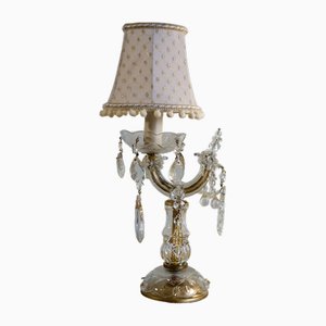 Lampade Crybat-Jour vintage in cristallo con paralume in tulle, anni '40, set di 2