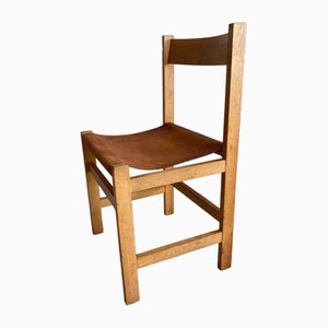 Swedish Oak Leather Chairs from Nordiska Kompaniet, 1950s, Set of 4