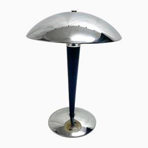 Table Lamp Stem in Blue, Stainless Steel Base and Cap with Lights