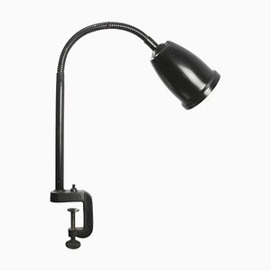 Lámpara de mesa industrial vintage con cuello de ganso de metal negro