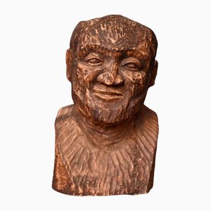 Large Bust of Man, 1960s, Wood