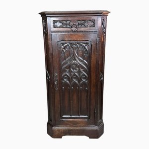 Gothic Storage Cabinet in Carved Oak, 19th century