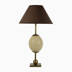 Lampada da tavolo neoclassica a forma di uovo di struzzo in ottone e bronzo