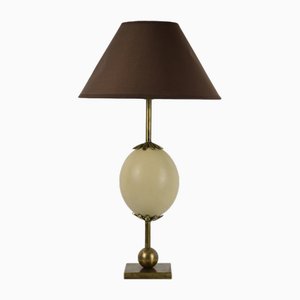 Lámpara de mesa con forma de huevo de avestruz neoclásica de latón y bronce