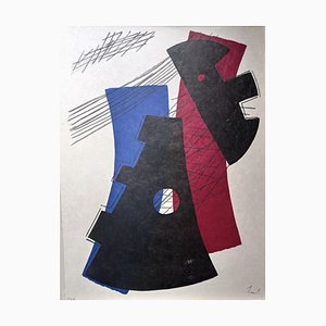 Berto Lardera, Abstract Geometric Composition I, Original Hand-Signed Lithograph, 1970