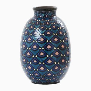 Vase Art Déco en Céramique Émaillée par Paul Jacquet, France, 1930s