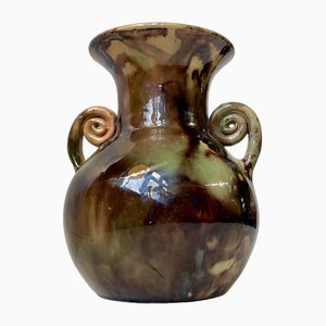 Art Deco Camouflage Glaze Ceramic Vase by Michael Andersen & Son., 1920s