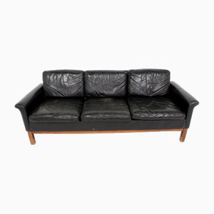 3-Sitzer Ledersofa, Schweden, 1960er