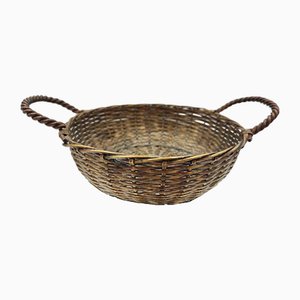 Art Deco Brass Woven Basket, 1920s