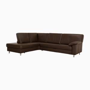 Leather Corner Sofa in Dark Brown by Ewald Schillig