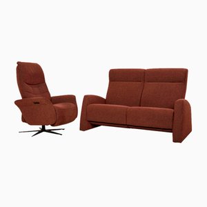 9103 Stoff Sofa mit Sessel in Rot von Himolla, 2er Set