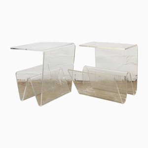 Italian Acrylic Glass Side Tables, 1970s, Set of 2