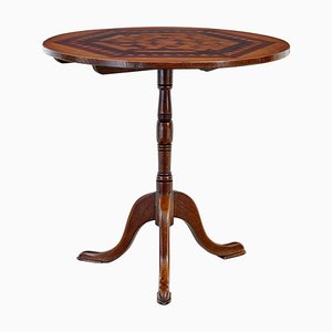 Antique Inlaid Oak Round Occasional Table