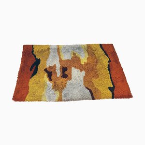 Italian Burned Orange and Beige Lounge Rug, 1960s
