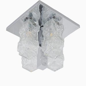 Brutalist Ice Glass Ceiling Light, 1970s