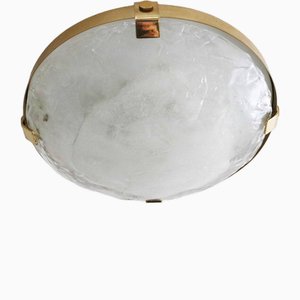 Ice Glass & Brass Ceiling Lamp from Kalmar, 1960s