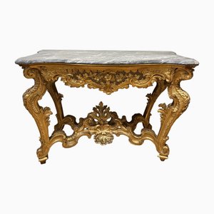 Consolle Luigi XV in legno dorato e marmo